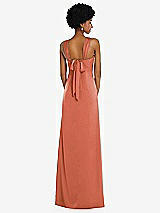 Alt View 3 Thumbnail - Terracotta Copper Draped Satin Grecian Column Gown with Convertible Straps