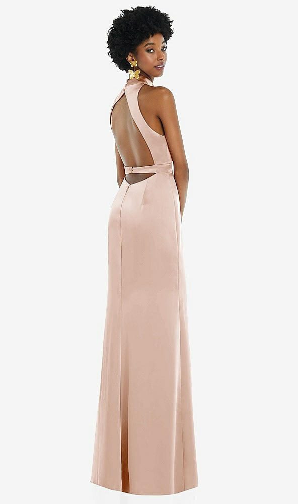 Front View - Cameo High Neck Backless Maxi Dress with Slim Belt