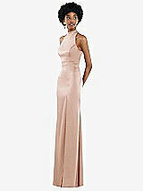 Side View Thumbnail - Cameo High Neck Backless Maxi Dress with Slim Belt