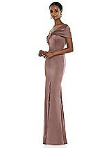 Side View Thumbnail - Sienna Twist Cuff One-Shoulder Princess Line Trumpet Gown