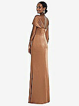 Rear View Thumbnail - Toffee Twist Cuff One-Shoulder Princess Line Trumpet Gown