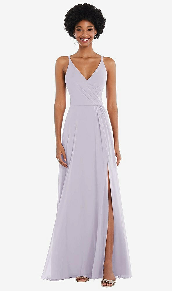 Front View - Moondance Faux Wrap Criss Cross Back Maxi Dress with Adjustable Straps