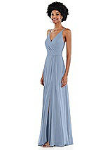 Side View Thumbnail - Cloudy Faux Wrap Criss Cross Back Maxi Dress with Adjustable Straps