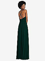 Rear View Thumbnail - Evergreen Faux Wrap Criss Cross Back Maxi Dress with Adjustable Straps