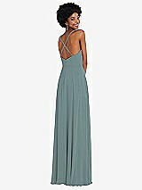 Rear View Thumbnail - Icelandic Faux Wrap Criss Cross Back Maxi Dress with Adjustable Straps