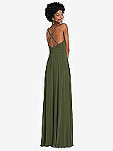 Rear View Thumbnail - Olive Green Faux Wrap Criss Cross Back Maxi Dress with Adjustable Straps
