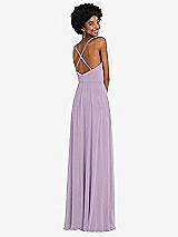 Rear View Thumbnail - Pale Purple Faux Wrap Criss Cross Back Maxi Dress with Adjustable Straps
