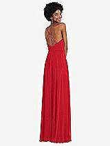 Rear View Thumbnail - Parisian Red Faux Wrap Criss Cross Back Maxi Dress with Adjustable Straps