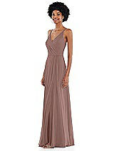 Side View Thumbnail - Sienna Faux Wrap Criss Cross Back Maxi Dress with Adjustable Straps