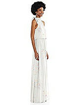 Side View Thumbnail - Spring Fling Scarf Tie High Neck Blouson Bodice Maxi Dress with Front Slit