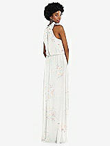 Rear View Thumbnail - Spring Fling Scarf Tie High Neck Blouson Bodice Maxi Dress with Front Slit
