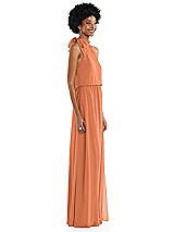 Side View Thumbnail - Sweet Melon Scarf Tie High Neck Blouson Bodice Maxi Dress with Front Slit