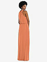 Rear View Thumbnail - Sweet Melon Scarf Tie High Neck Blouson Bodice Maxi Dress with Front Slit