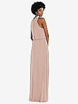 Rear View Thumbnail - Toasted Sugar Scarf Tie High Neck Blouson Bodice Maxi Dress with Front Slit
