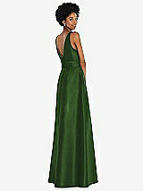 Rear View Thumbnail - Celtic Jewel-Neck V-Back Maxi Dress with Mini Sash