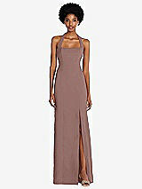 Front View Thumbnail - Sienna Tie Halter Open Back Trumpet Gown 