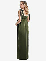 Rear View Thumbnail - Olive Green Flat Tie-Shoulder Empire Waist Maternity Dress