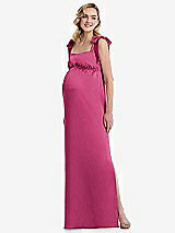 Front View Thumbnail - Tea Rose Flat Tie-Shoulder Empire Waist Maternity Dress
