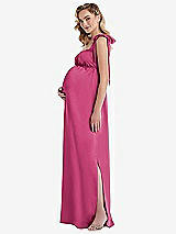 Side View Thumbnail - Tea Rose Flat Tie-Shoulder Empire Waist Maternity Dress