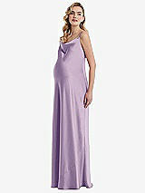 Side View Thumbnail - Pale Purple Cowl-Neck Tie-Strap Maternity Slip Dress