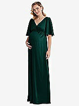 Front View Thumbnail - Evergreen Flutter Bell Sleeve Empire Maternity Dress