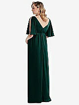 Rear View Thumbnail - Evergreen Flutter Bell Sleeve Empire Maternity Dress
