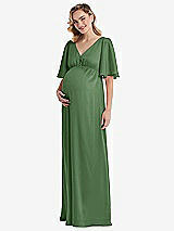 Front View Thumbnail - Vineyard Green Flutter Bell Sleeve Empire Maternity Dress