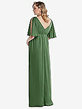 Rear View Thumbnail - Vineyard Green Flutter Bell Sleeve Empire Maternity Dress