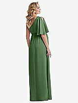 Rear View Thumbnail - Vineyard Green One-Shoulder Flutter Sleeve Maternity Dress