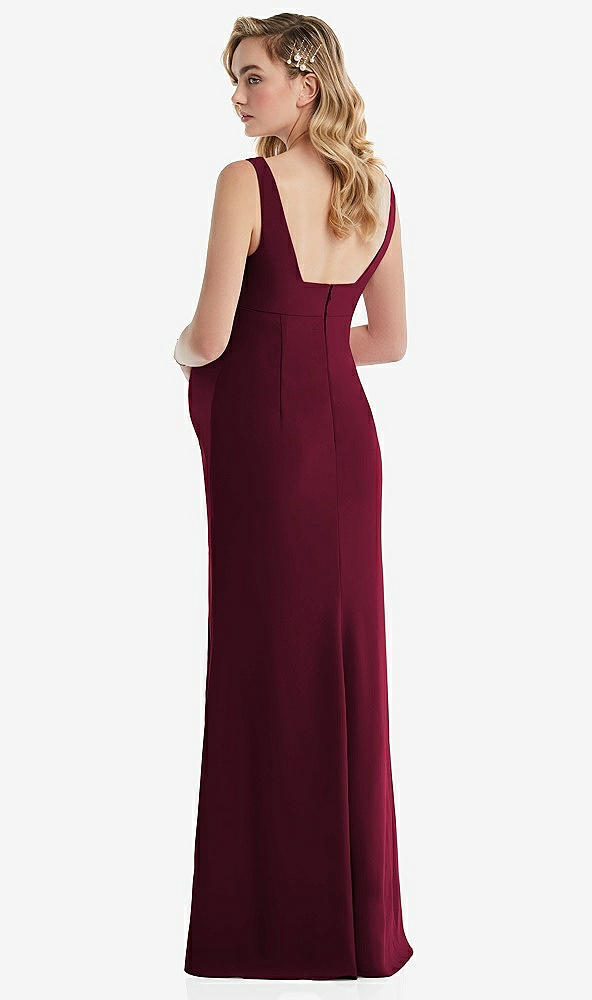Back View - Cabernet Wide Strap Square Neck Maternity Trumpet Gown