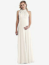 Front View Thumbnail - Ivory Scarf Tie High Neck Halter Chiffon Maternity Dress