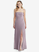 Front View Thumbnail - Lilac Dusk Cuffed Strapless Maxi Dress with Front Slit