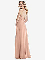 Rear View Thumbnail - Pale Peach Cuffed Strapless Maxi Dress with Front Slit