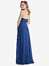 Rear View Thumbnail - Classic Blue Cuffed Strapless Maxi Dress with Front Slit