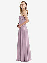 Side View Thumbnail - Suede Rose Cuffed Strapless Maxi Dress with Front Slit