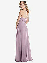 Rear View Thumbnail - Suede Rose Cuffed Strapless Maxi Dress with Front Slit