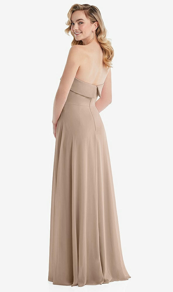 Back View - Topaz Cuffed Strapless Maxi Dress with Front Slit