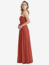 Side View Thumbnail - Amber Sunset Cuffed Strapless Maxi Dress with Front Slit