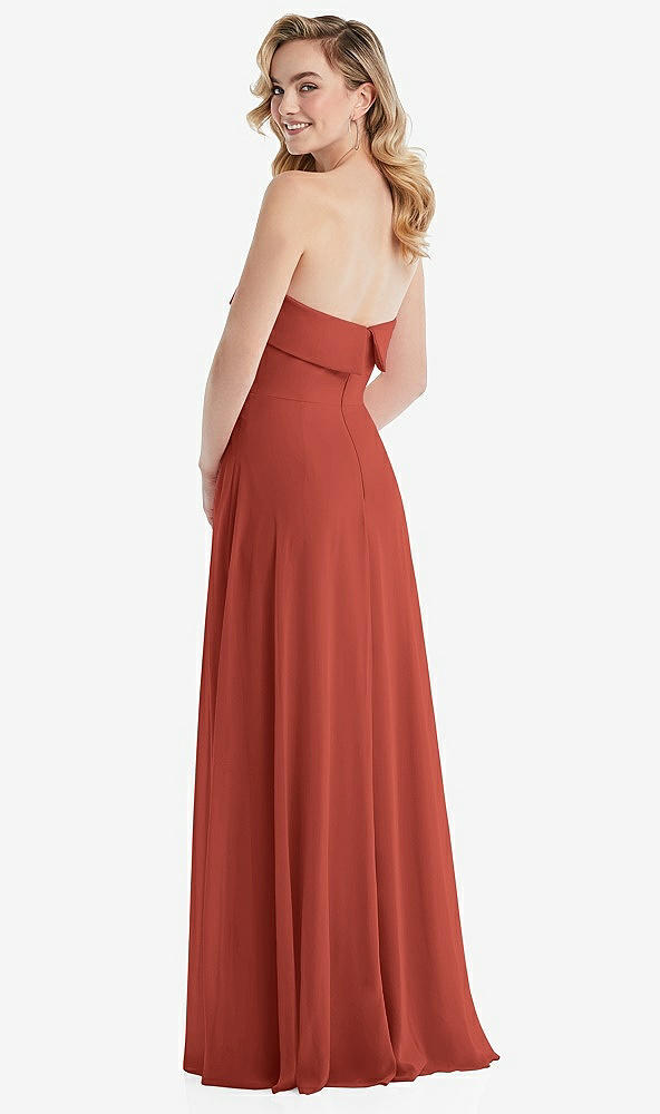 Back View - Amber Sunset Cuffed Strapless Maxi Dress with Front Slit