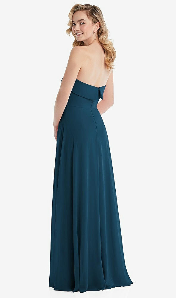 Back View - Atlantic Blue Cuffed Strapless Maxi Dress with Front Slit