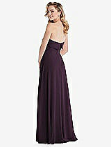 Rear View Thumbnail - Aubergine Cuffed Strapless Maxi Dress with Front Slit