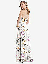 Rear View Thumbnail - Butterfly Botanica Ivory Cuffed Strapless Maxi Dress with Front Slit