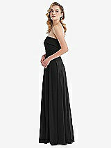 Side View Thumbnail - Black Cuffed Strapless Maxi Dress with Front Slit