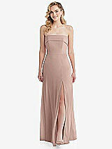 Front View Thumbnail - Bliss Cuffed Strapless Maxi Dress with Front Slit