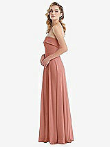 Side View Thumbnail - Desert Rose Cuffed Strapless Maxi Dress with Front Slit