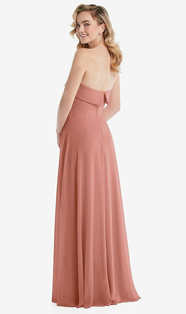 Back View - Desert Rose Cuffed Strapless Maxi Dress with Front Slit