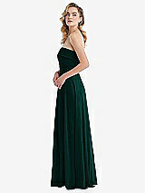 Side View Thumbnail - Evergreen Cuffed Strapless Maxi Dress with Front Slit