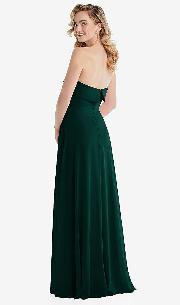 Back View - Evergreen Cuffed Strapless Maxi Dress with Front Slit