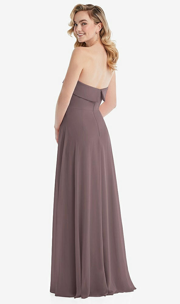 Back View - French Truffle Cuffed Strapless Maxi Dress with Front Slit
