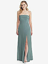 Front View Thumbnail - Icelandic Cuffed Strapless Maxi Dress with Front Slit